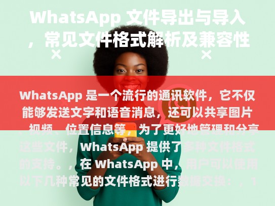 WhatsApp 是一个流行的功能强大的通讯软件，除了发送文字和语音消息外，还支持分享图片、视频、位置等文件。为了更好地管理和分享这些文件，WhatsApp 提供了多种文件格式的支持。