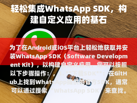 为了在Android或iOS平台上轻松地获取并安装WhatsApp SDK（软件开发套件），以便构建自定义应用，您可以按照以下步骤操作，