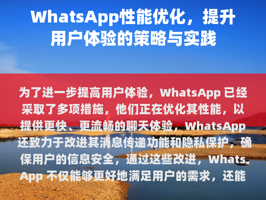 WhatsApp 性能优化，提升用户体验的关键策略与实践